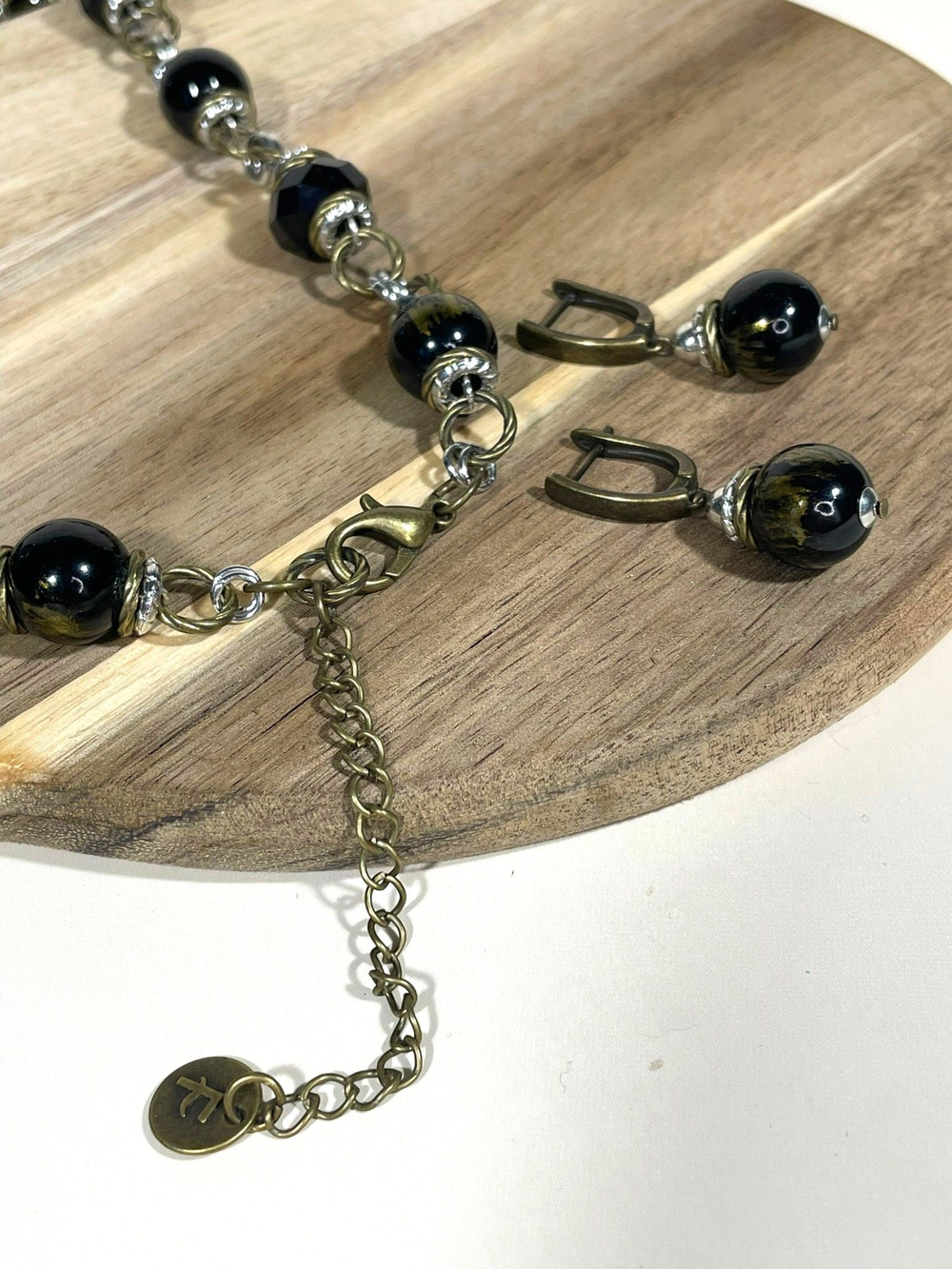 Комплект колье и серьги муранское стекло