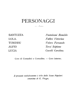Cavalleria Rusticana: Melodramma in Un Atto | Pietro Mascagni