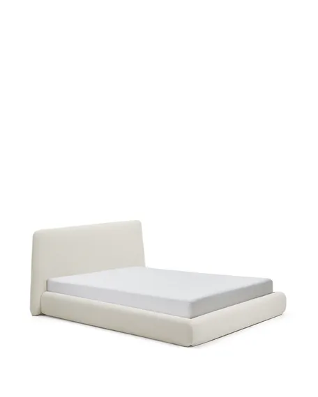 Кровать Martina со съемным чехлом из шенилла цвета экрю 160 x 200