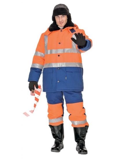 Костюм зимний "Антарес" полукомбинезон (оранжевый/синий)