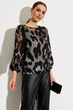 22784 Блузка женская (черно-серый)