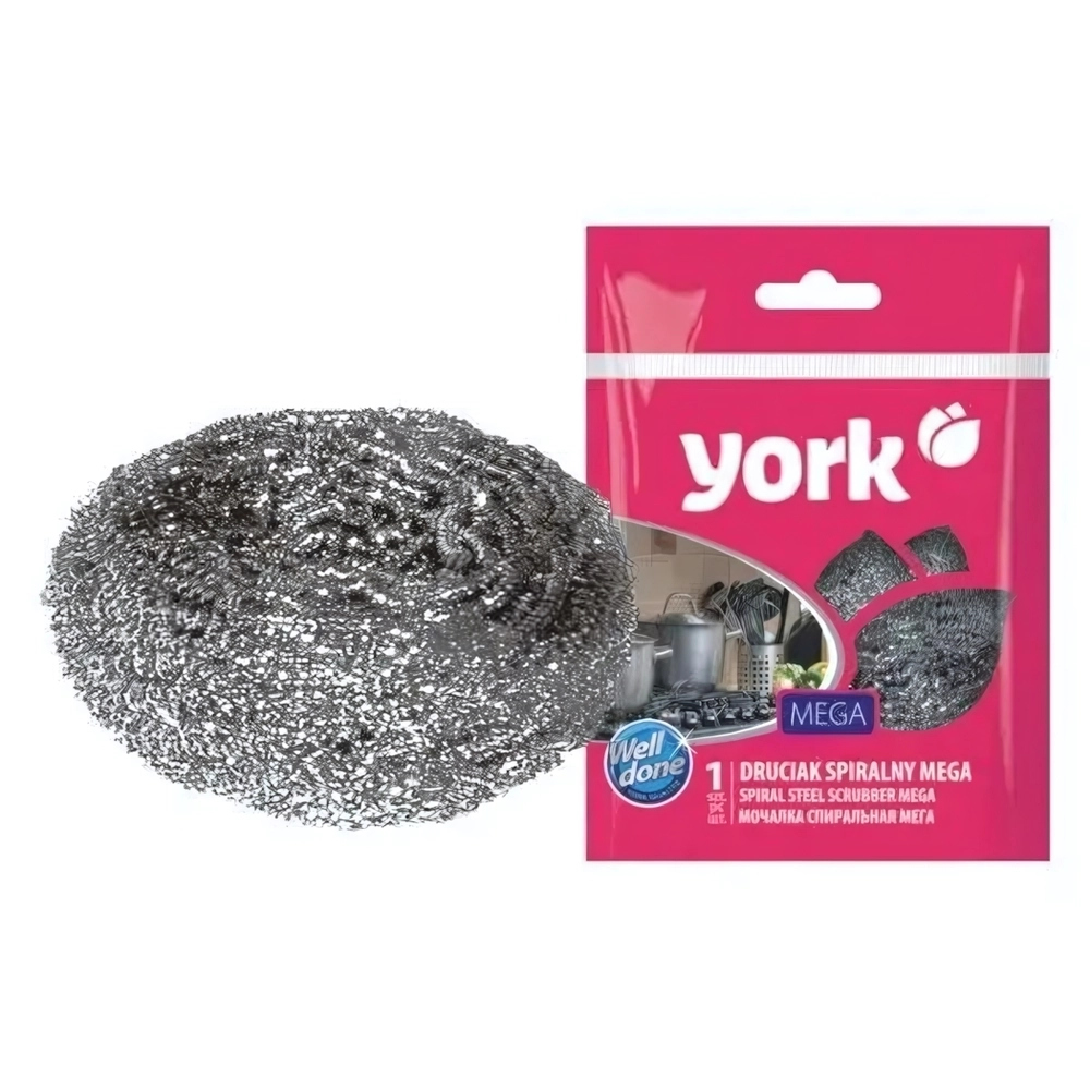 Губка для посуды спиральная металлическая МЕГА YORK