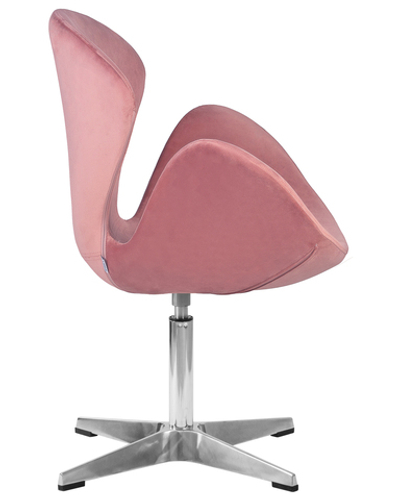 Кресло дизайнерское DOBRIN SWAN, розовый велюр BLUVEL52, алюминиевое основание