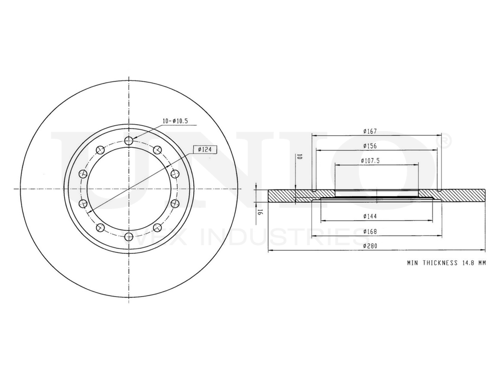 Диск тормозной задний UNIO BRD-20186