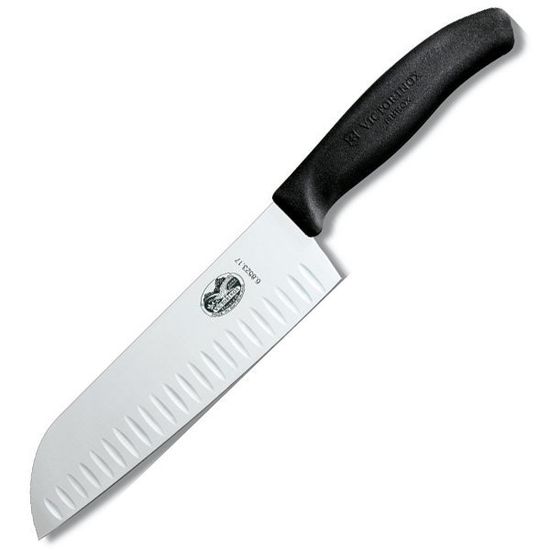 Кухонный нож Victorinox "Santoku" чёрный, лезвие 17 см