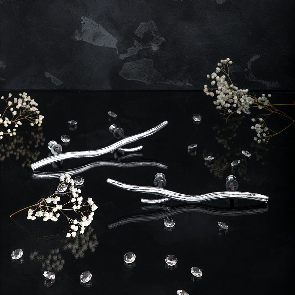 Ручка скоба мебельная Арт Бранч mini левая Античное серебро