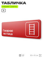 Табличка Пожарная лестница, для офиса, кафе, фитнес-клуба, магазина, отеля, 30 х 10 см черная, Айдентика Технолоджи