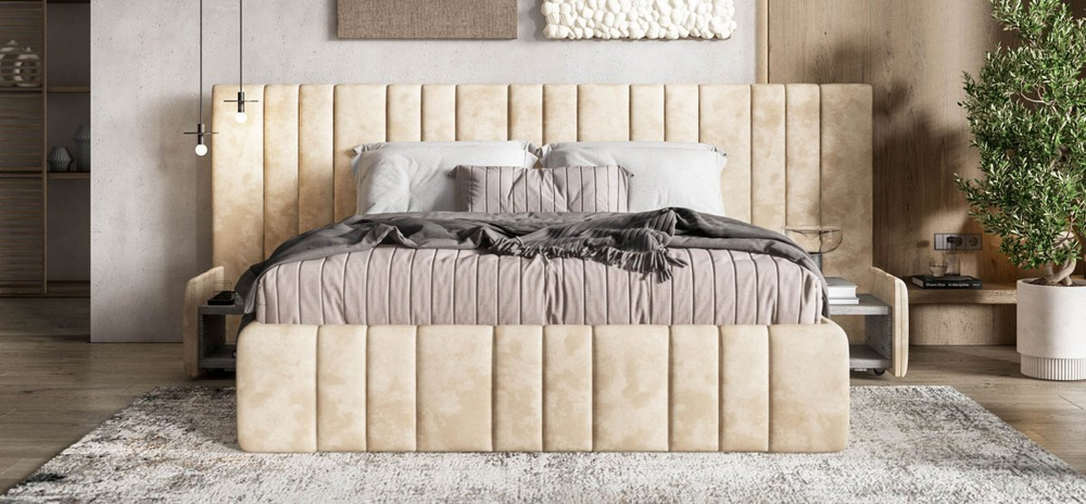 Кровать BOSS INFINITY 180*200 велюр Alkantara пепел