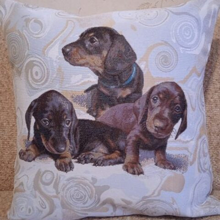 Гобеленовая наволочка "D. ТАКСЫ", Россия.