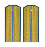 Погоны парадные золотые металлизированные один голубой просвет (трапециевидные)