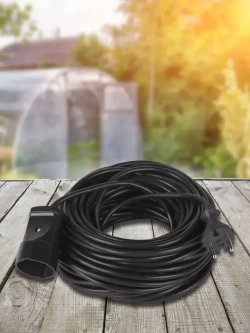 Удлинитель силовой в бухте Intro UP1200 20м без заземления 1 розетка ПВС 2х1мм, строительный садовый для газонокосилки и триммера