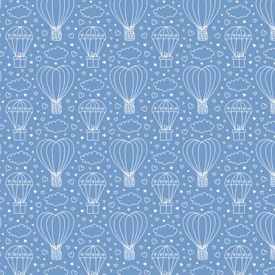 Воздушные шары и подарки на голубом (дудлы)