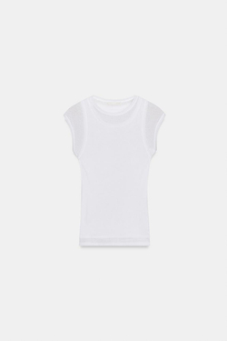 ZARA ДВУХСЛОЙНАЯ ФУТБОЛКА SUPIMA®, БЕЛЫЙ