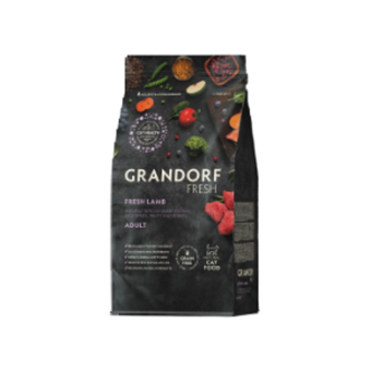 Сухой корм GRANDORF FRESH CAT Lamb беззерновой ягненок с бататом для взрослых кошек, чувствительное пищеварение или склонность к аллергии 0,4кг