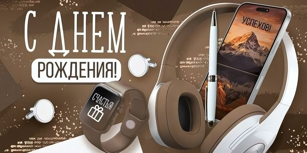 Конверт для денег "С Днем рождения!" (мужские аксессуары) 3.0001953