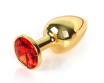 Анальная втулка с кристаллом Small Gold красный 7 см