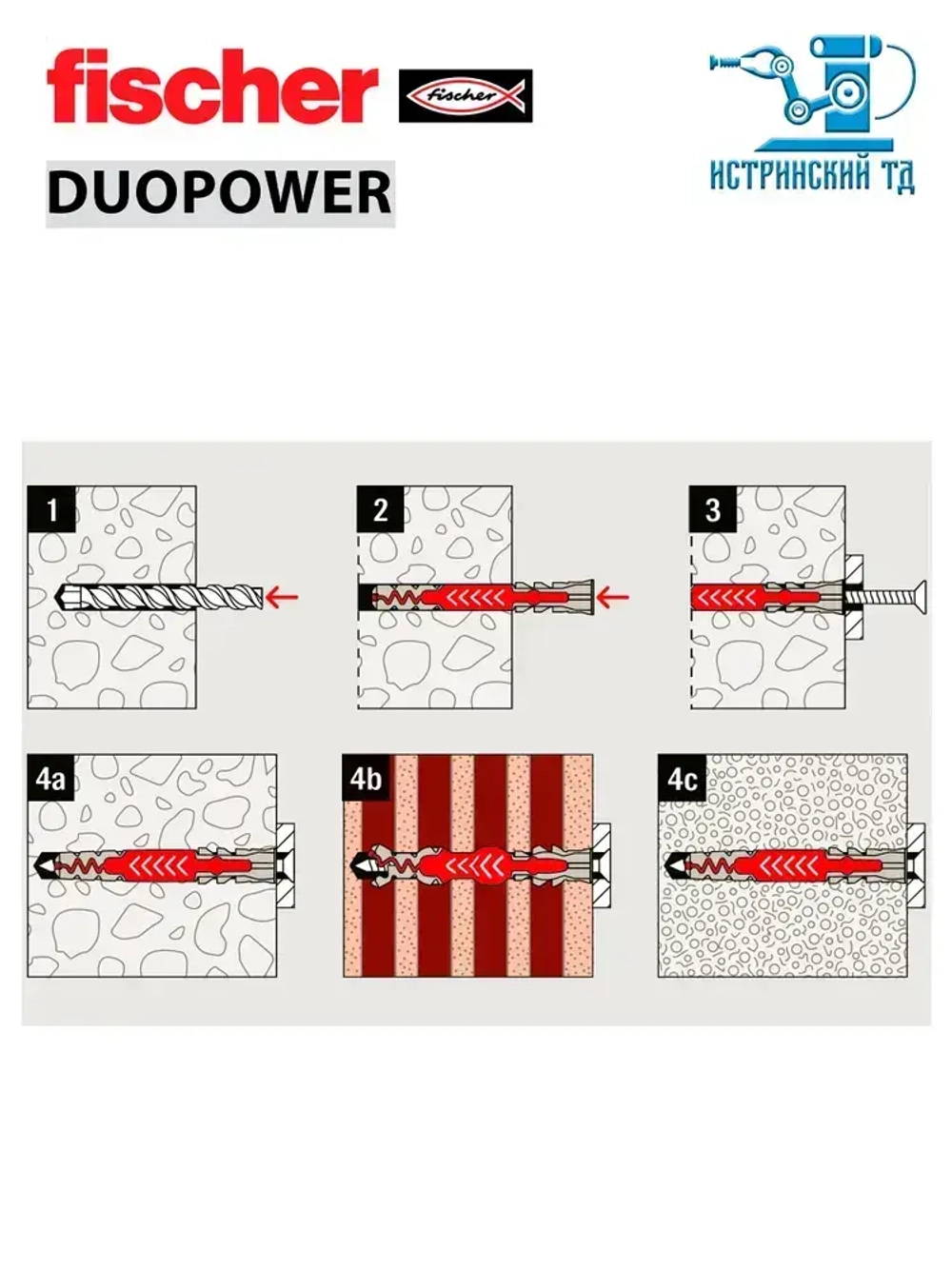 Дюбель универсальный Fischer DUOPOWER 6x50, 10 шт.