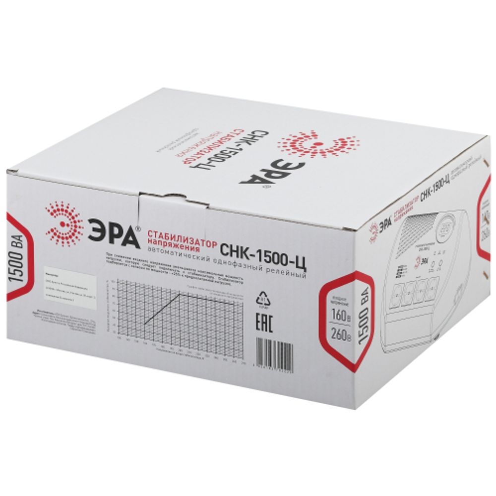 СНК-1500-Ц ЭРА Стабилизатор напр. компакт, ц.д., 160-260В/220В, 1500ВА