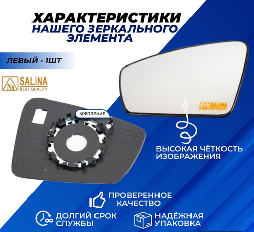 Зеркальный элемент "SOLINA" ВАЗ-2191 (белый) левый