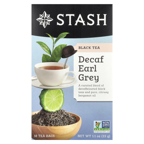 Stash Tea, черный чай, с бергамотом, без кофеина, 18 чайных пакетиков, 33 г (1,1 унции)