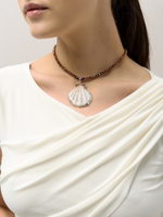 Чокер "Natural shell orange" Silver