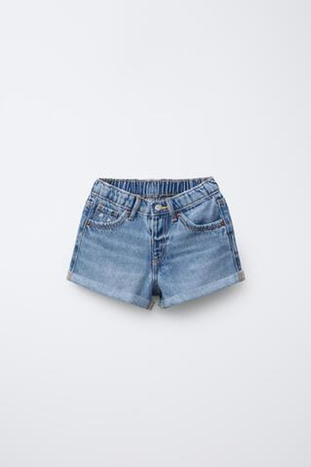 ZARA ДЖИНСОВЫЕ ШОРТЫ С ВЫСОКОЙ ПОСАДКОЙ, ВЫЦВЕТШИЙ СИНИЙ
