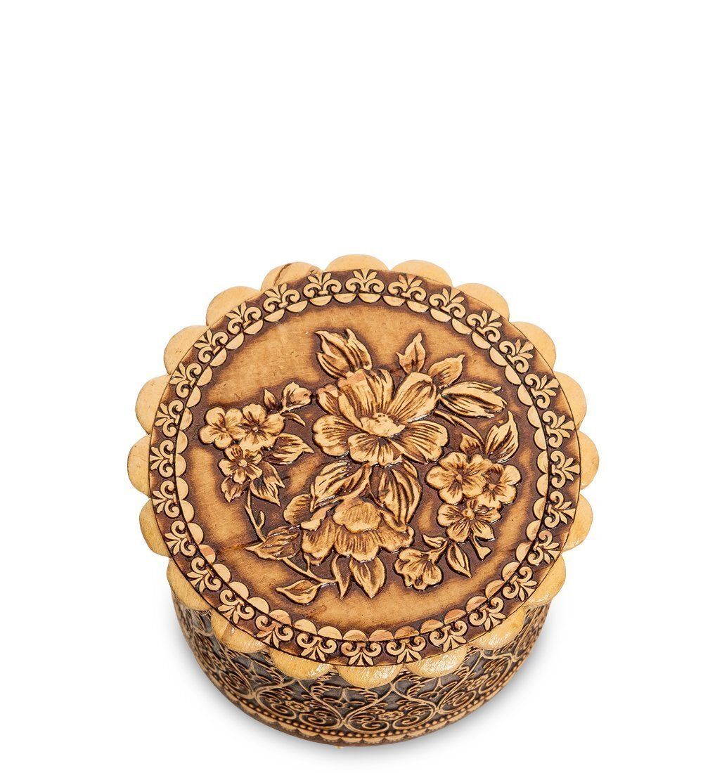 Народные промыслы BST-134/ 1 Шкатулка «Цветы» (береста)