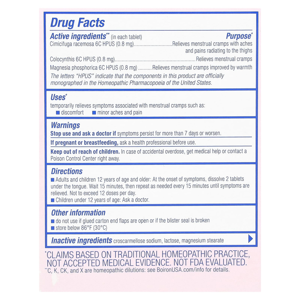 Boiron, Cyclease Cramps, таблетки для рассасывания, с нейтральным вкусом, 60 таблеток для рассасывания