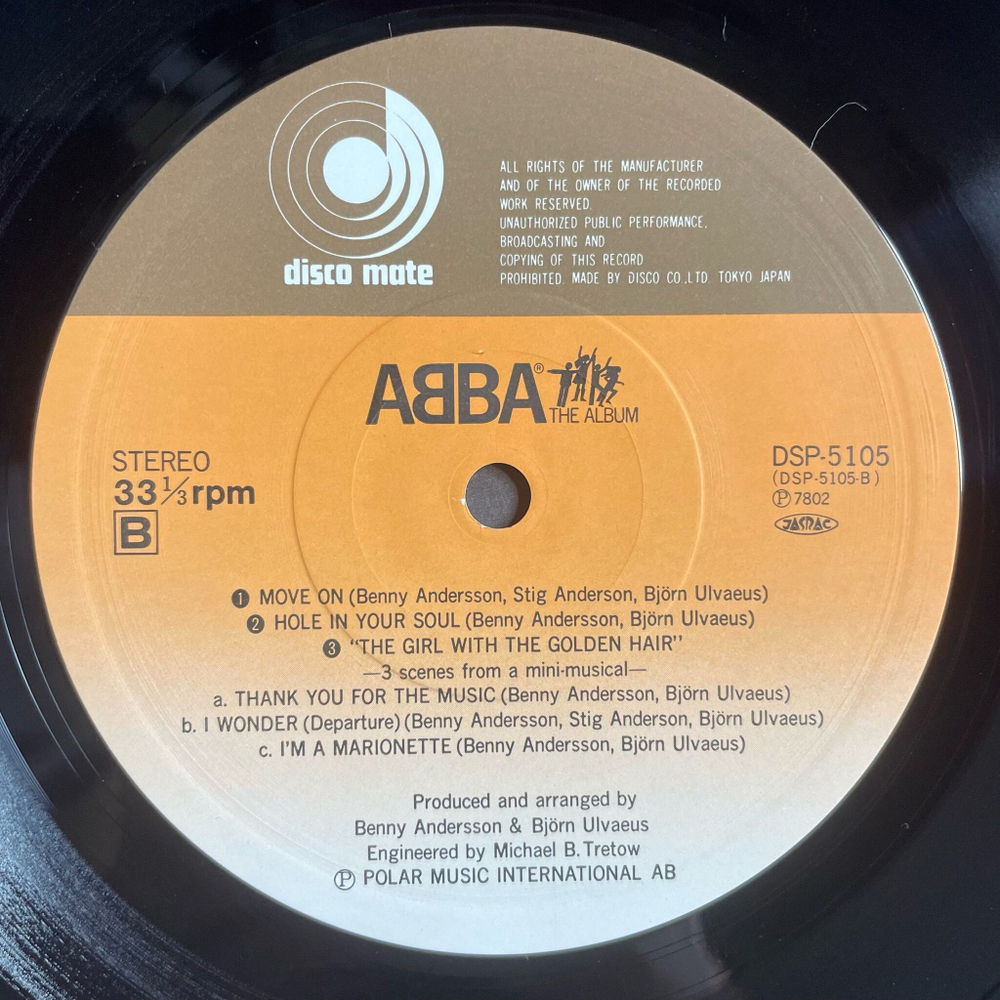 Винтажная виниловая пластинка LP ABBA The Album (Japan 1978) (Blue Obi) Take A Chance On Me