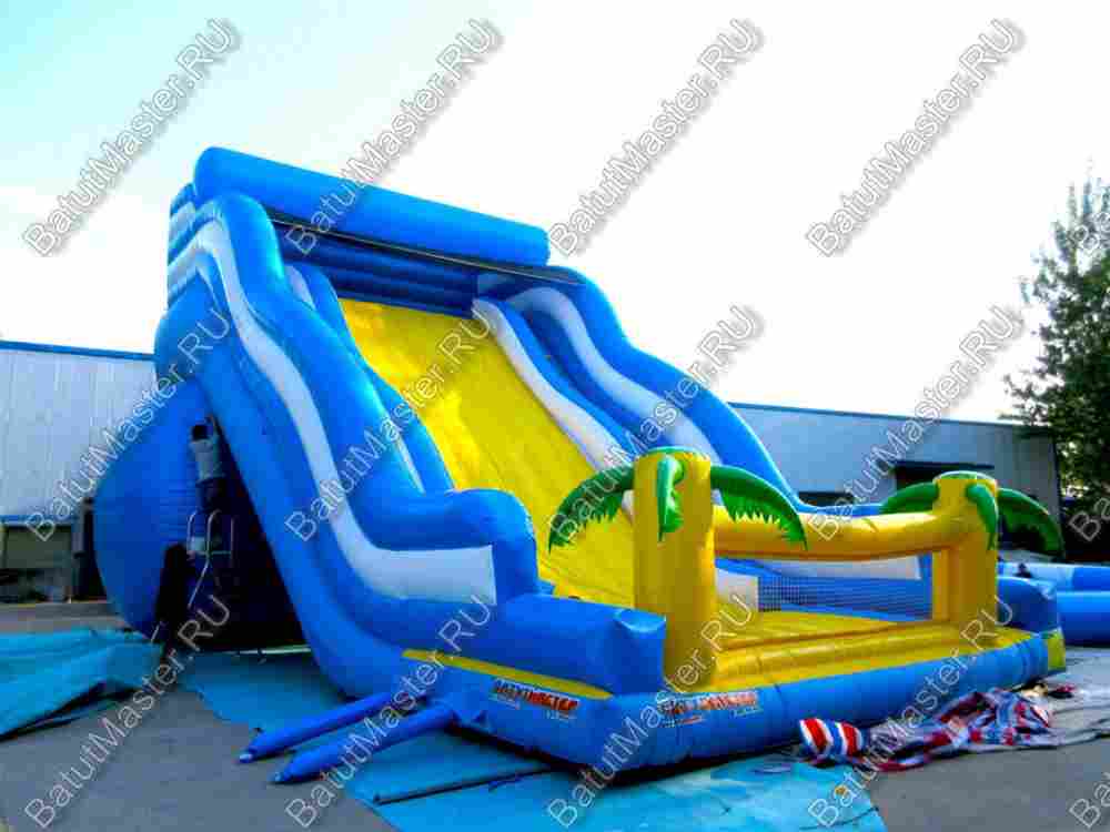 Большой надувной батут-горка "Волна - 2" 12*7*6 м