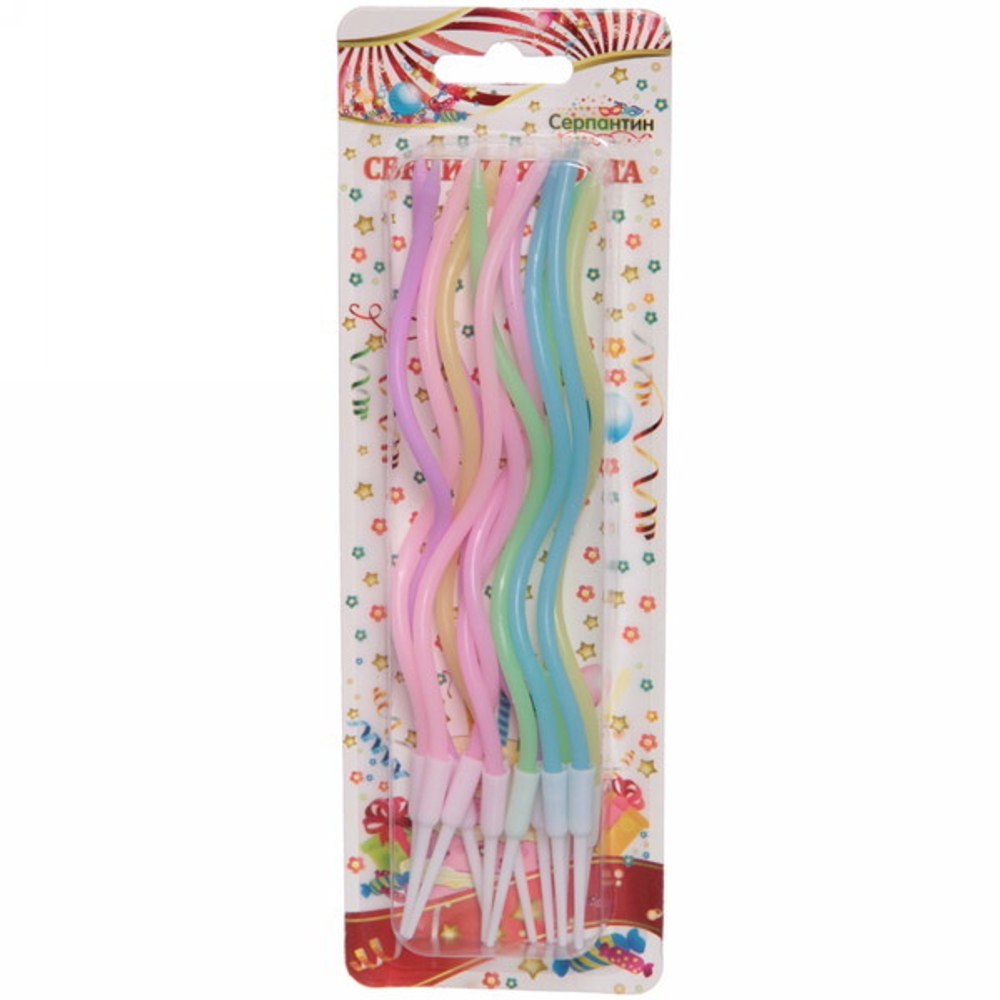 Свечи для торта «Нежная волна» 12 шт. 13 см, микс цветов