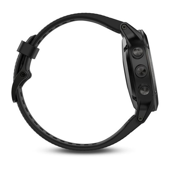 Умные мужские спортивные часы Garmin Fenix 5 Sapphire - черные с черным ремешком 010-01688-11