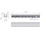 Лоток AQUA-TOP DN90 H100 A15 1000*135*100 с оцинкованной решеткой (комплект) (1091н)