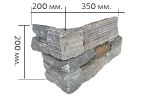 Натуральный камень Кварцит серо-зеленый, наружный угол Pharaon 200x350x200x20-40 Грубый камень