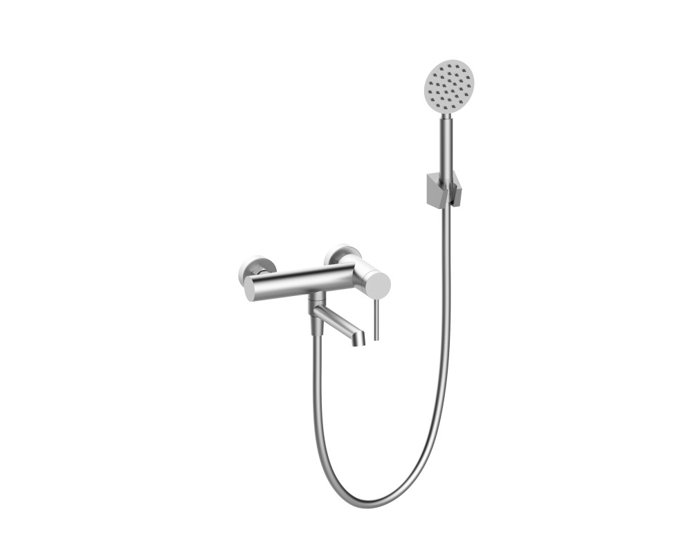 Смеситель для ванны V463531 однорычажный, короткий, нержавеющая сталь, сатин