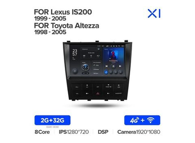 Магнитола Teyes X1 2-32 Wi-Fi + 4G Lexus IS200 XE10 1999 — 2005/ Toyota Altezza 1998 - 2005 9.0"