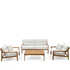 Комплект мебели Verda из массива ироко, диван, 2 кресла, столик