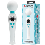 Белый wand-вибратор с дисплеем Skyler - 22,4 см. (Цвет: прозрачный)