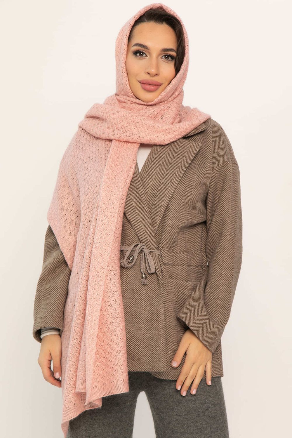 Вязаный палантин (пудра) ВП04-1М LT Collection