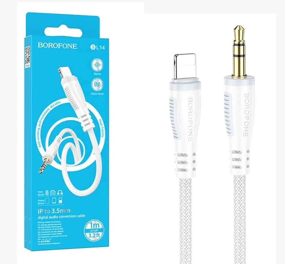 Аудио Адаптер BOROFONE BL14 Lightning - 3.5mm AUX (белый)