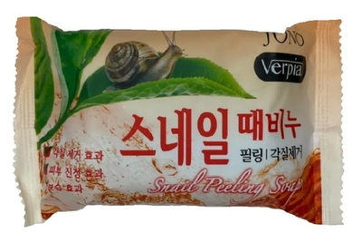 Мыло-пилинг для лица и тела косметическое с экстрактом муцина улитки 150 г Juno Verpia Snail Peeling Soap