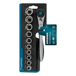 Набор торцевых головок, трещотка 120 зубьев, 3/8", CrV, 12 предметов Gross