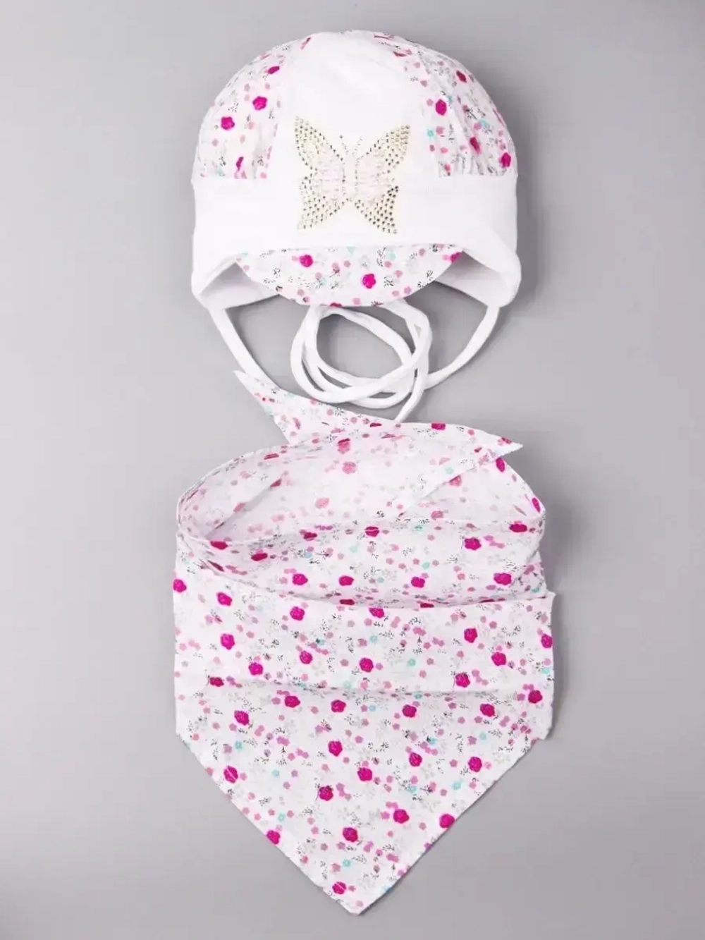 Шапка трикотажная на завязках и снуд