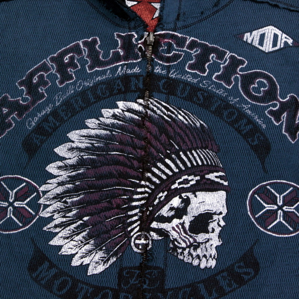 Толстовка Affliction Live Fast American Custom (Индеец) (Синий)