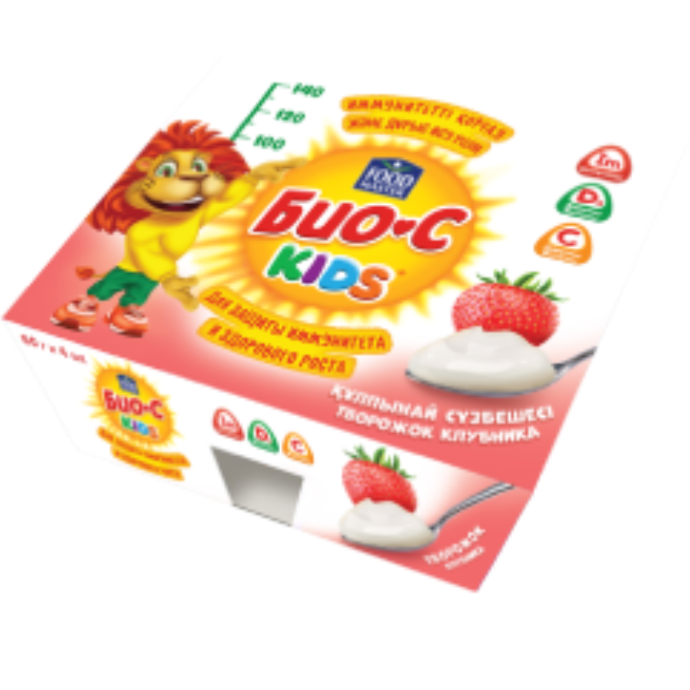 Творожок Food Master Био-С Kids Клубника 4*60 гр