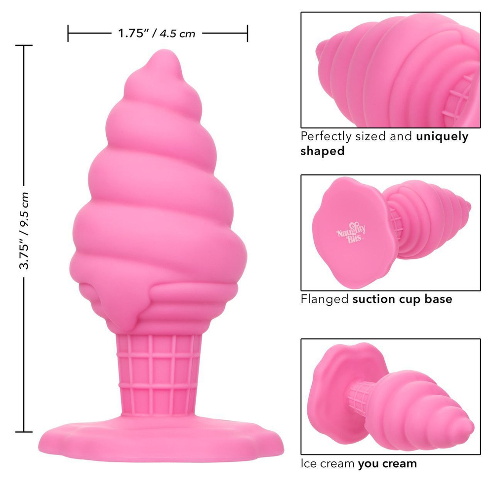 Розовая анальная пробка в виде мороженого Yum Bum Ice Cream Cone Butt Plug - 9,5 см. (Цвет: розовый)