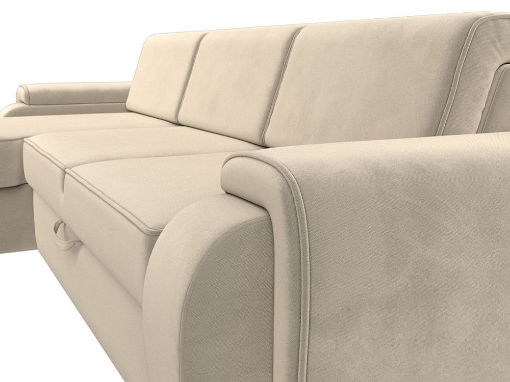 Диван угловой Лига-025 левый угол, Бежевый, Микровельвет, 119242L