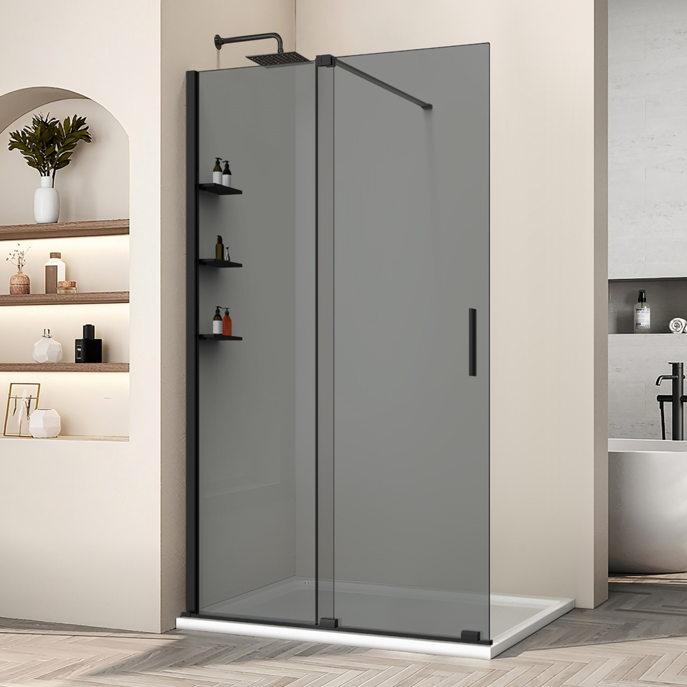 Душевая перегородка Волк-Ин (Walk-In) VSW-1WSL120CGB, 1200*2000, черный матовый, стекло тонированное