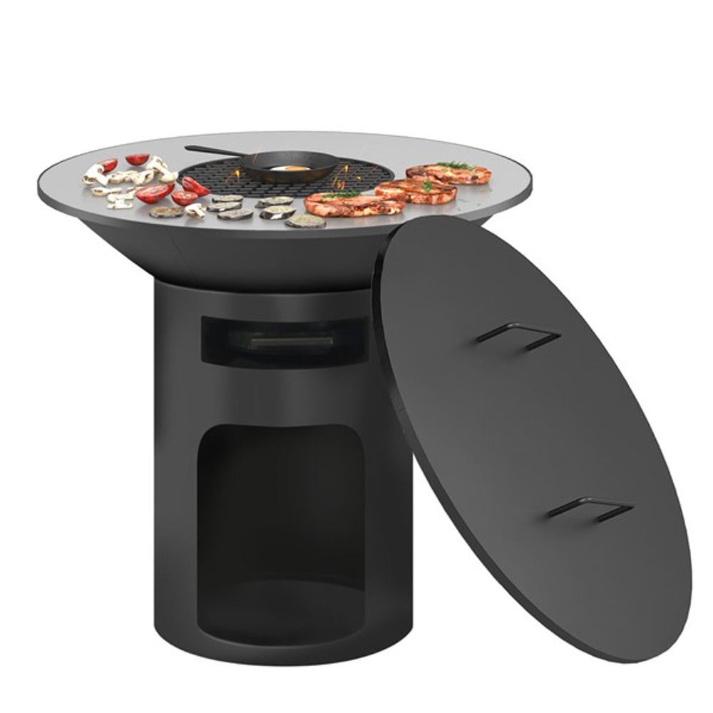 "FANTASTIC GRILL" Везувий Ø 1000 (чаша+подставка+плита+решетка чугунная"СТЕЙК" Ø 450мм+крышка)