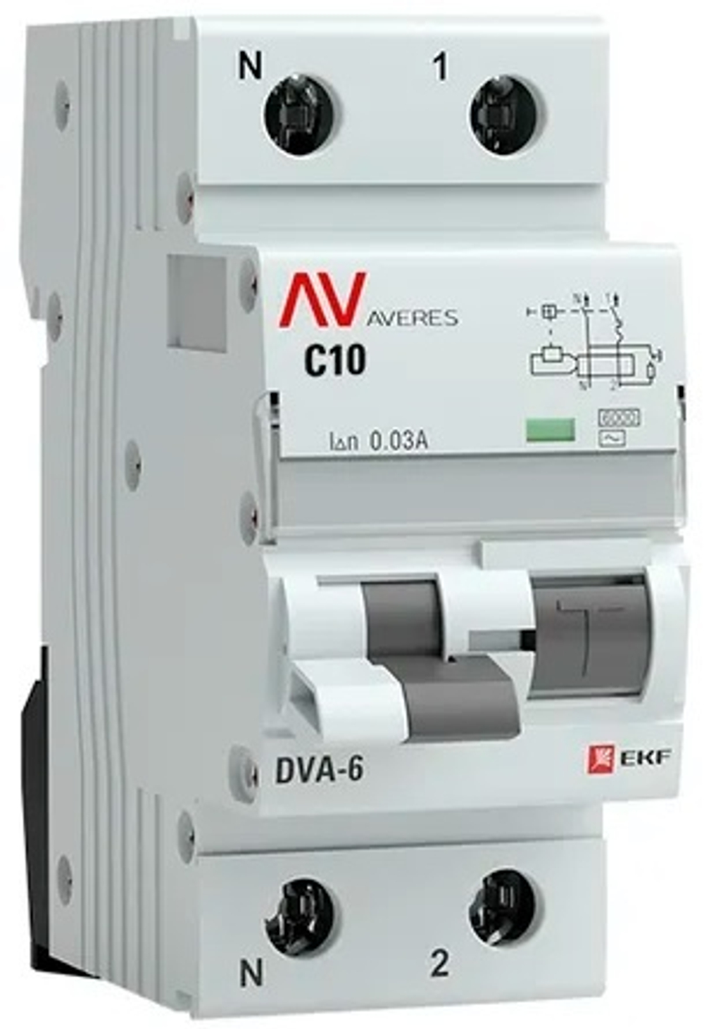 Автомат дифференциальный EKF rcbo6-1pn-10C-30-ac-av
